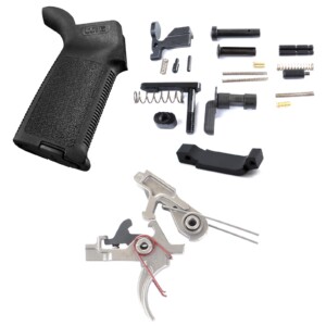 AT3 Tactical Lower Parts Kit with 2 Stage Nickel Boron Trigger and Magpul MOE Grip - Curved Face - Black