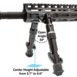 Center height adjustable 2-piece bipod