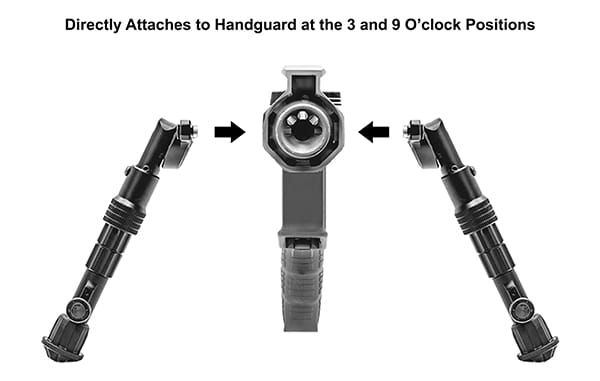 Attach each leg of the bipod to your free-float M-LOK rail