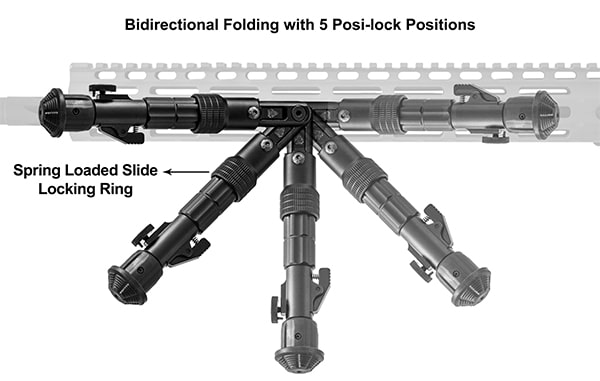 5 position adjustability for carry and deployment.